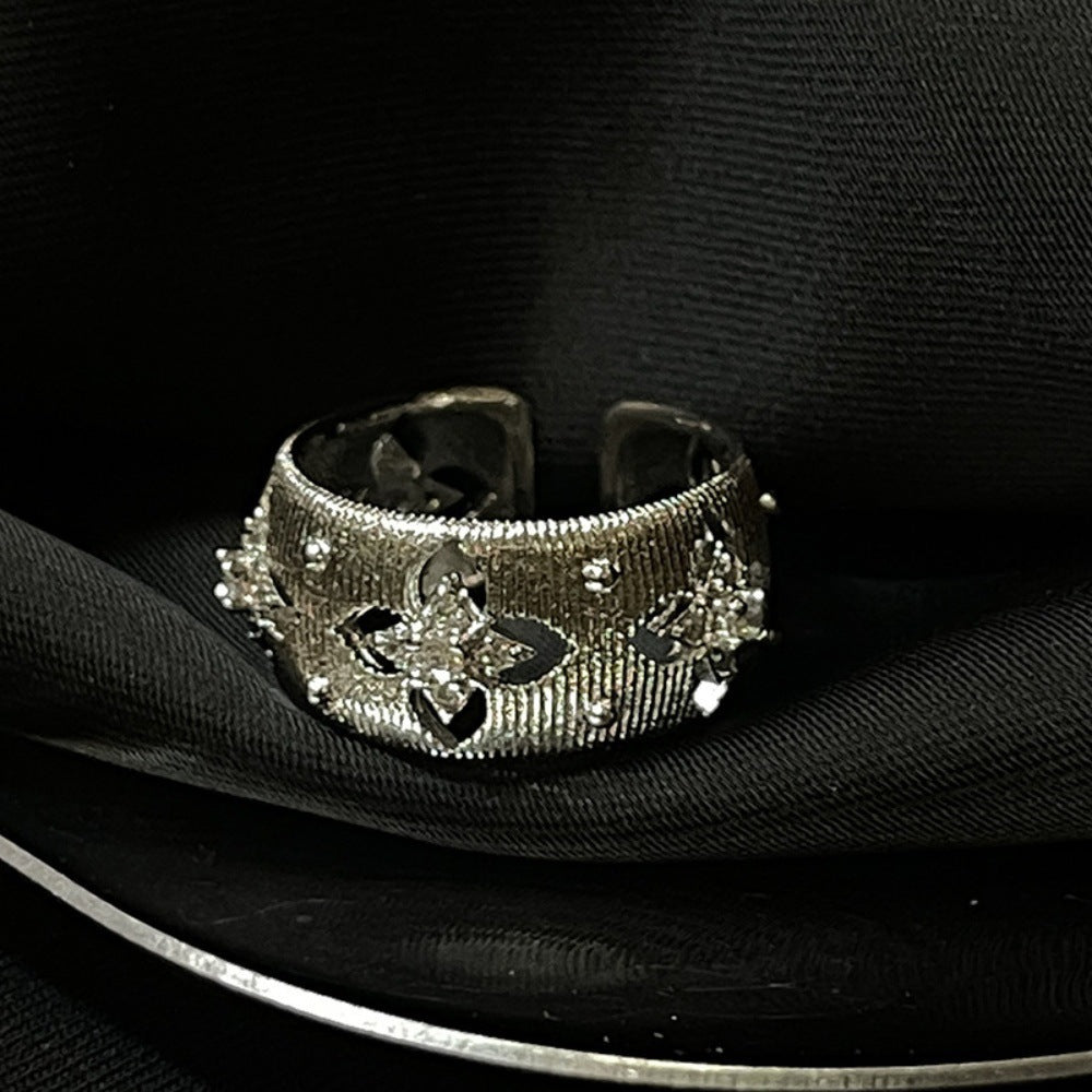 Wholesale Middle Ages Brushed 925 Sterling Silver Light Luxury High-end Gold Rings